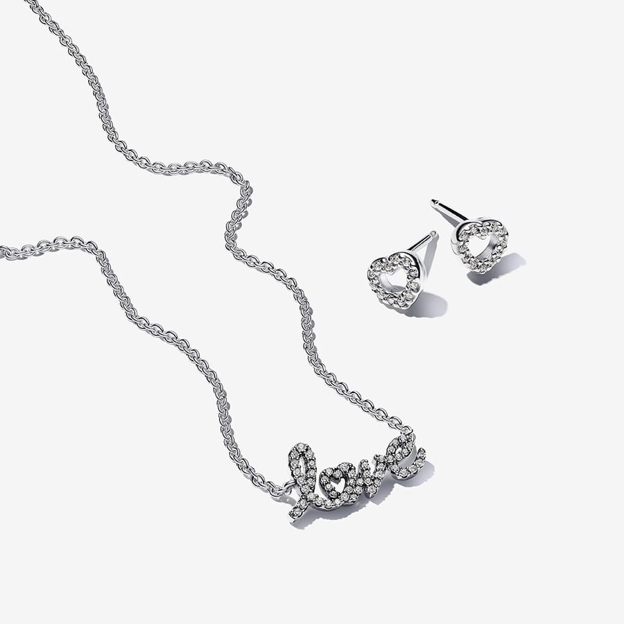 Handwritten Love Necklace and Earrings Gift Set image number 0